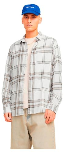 JORJOSHUA - Maglietta a Maniche Corte, Cloud Dancer/Checks: Checks, XXL