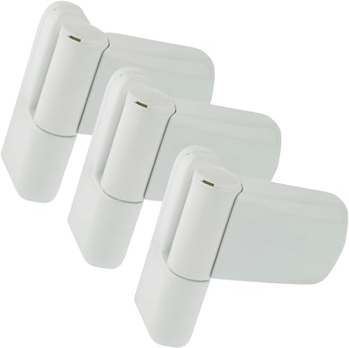 FixRello Charnière à drapeau Fixrello pour porte en PVC - Convient aux portes gauchers et droitiers - 4 bagues variables et packer en option incl. - Charnière de porte robuste de 100 mm (3, blanche)