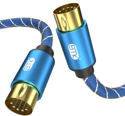 EMK MIDI Kabel, 5Pins Din MIDI Instrumentenkabel Keyboard Kabel (1,5 Meter) | Stecker zu Stecker MiDi in-Out zu 5-polige DIN MI-DI Kabels Für elektronisch Orgel, Mischpult, Klavier, E-Trommel