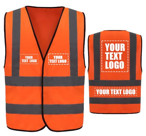 AYKRM Individualisierbare Logo Hi-Vis Orange Reflexweste - Exekutive Sicherheitsweste mit hoher Sichtbarkeit für Männer und Frauen M.
