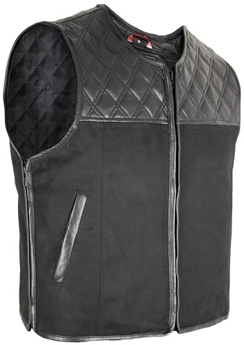 MDM Veste de motard en textile pour homme, matelassée, avec diamant, Noir , XXL