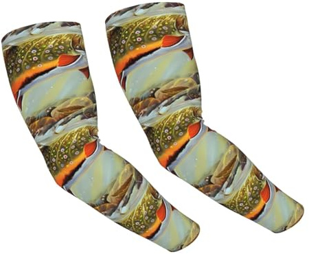 Amrole Protezione solare UV maniche braccio raffreddamento maniche sportive traspirante traspirante ruscello trota pesca a mosca, Nero , Taglia unica