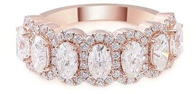 Epinki Echt Goldschmuck, 9K Rosegold 375 Ringe, Klassiker Antragsring mit Oval Moissanit, Au750 Rosegold Partnerringe Freundschaftsringe Gr.48 (15.3)