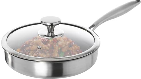 KAPIPALA Bratpfanne mit Deckel Antihaft-Bratpfanne Bratpfanne 24cm mit Glasdeckel Edelstahl Wok Pfanne Hybrid Antihaftbeschichtung Pfanne Braten Universalpfannen Für Alle Herdarten