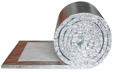 MJHETCY Keramikfaser Decke, Hohe Dichte Feuerfeste Isolierung Hohe Temperaturbeständigkeit, Einseitige Aluminiumfolie Keramikfaser Isolierblech Für Ofen, Herd, Kamin, Schmiede(Size:20mm（7.2m*61cm）)