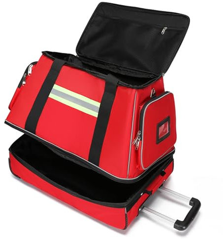 SULQING Rollende Rolltasche, Trolley, EMT-Tasche, leer, für Ersthelfer, häusliche Krankenpflege, Krankenpflege, Studenten, Roll-Reisetasche, Handgepäck mit Rollen