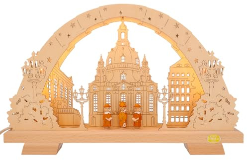 SCHENK HOLZKUNST Tietze Midi Schwibbogen Dresdner Frauenkirche LED