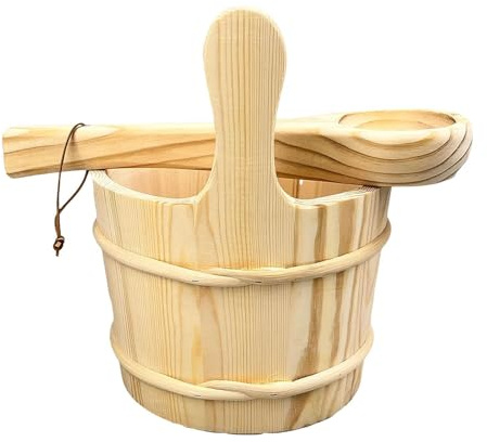 Folpus Juego de cubos de madera para sauna Juego de cubos para sauna Bañera portátil resistente Accesorios de baño