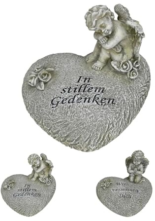NETPROSHOP gravsmycke hjärta med ängel vi saknar dig eller i tyst minne ca 12 x 10 cm, urval: i tyst minne