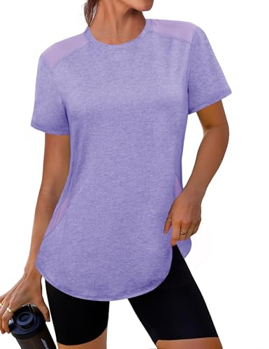 Gyabnw Camiseta Deportiva de Manga Corta para Mujer, Transpirable y de Secado rápido