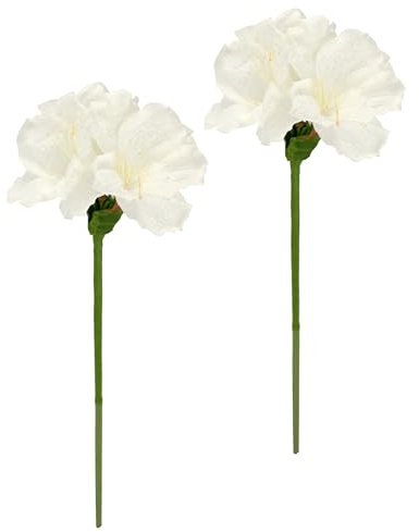 Flair Flower Amaryllis Lot de 2 Fleurs artificielles en Soie 60 cm pour couronnes de l'Avent, guirlandes, Branches, décoration de Table, Fleurs d'hiver, décoration de Noël, Blanc