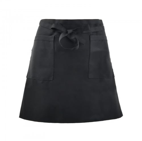 Kioiner Unisex Delantal Cocina Profesional, Delantales de la Cintura con 2 Bolsillos, Delantal Camarera Delantales Medio para Chef, Cafetería, Cocina, Barra, Jardineria (Negro, 60 * 40 CM)
