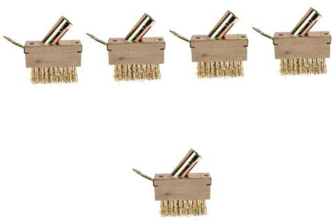 Mipcase 5 Pz Spazzola per diserbo Erbacce Zappe da Giardino per diserbo Fodere cavia Spazzola per la Pulizia del Muschio Spazzola per Giunti di pavimentazione Acciaio Khaki