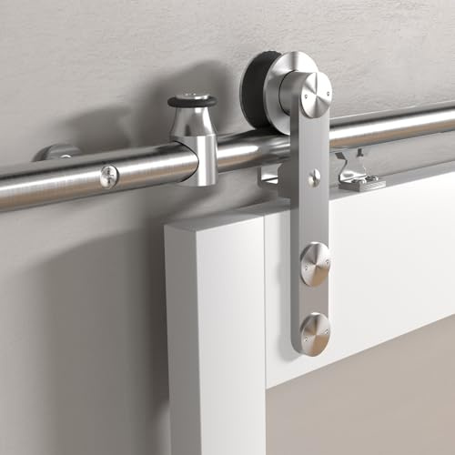 SOTECH Edelstahl Schiebetüren Set MANSION Softclose (seitlich anschraubbar) | bis 80 kg Türgewicht max. 1000 mm Türbreite 30-40 mm Türstärke Holzschiebetür mit Türstopper & Bodenführung