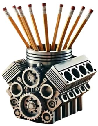 Puerta Del Lápiz Del Motor - Modelo De Oficina | Elegante Organizador De Escritorio, Caja En El Diseño De Motor, Cool Regale Mecánico, Técnico, Hombre, De Mesas