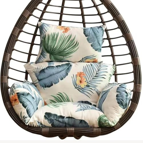 HBALDTEDC Schaukelstuhl Egg Chair Kissen, Dicke Hängemattenstuhlkissen mit Kopfstützen, Stuhlkissen for drinnen und draußen(C)