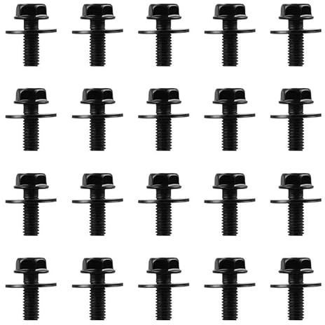 Ecrou Antivol, Goujon de Roue Lot de 20 vis et boulons de carrosserie M6-1,0 x 16 mm de Long, 10 mm Hexagonal, 17 mm, rondelles métalliques universelles Utilisation adaptée pour Voitures et camions