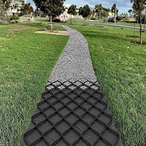 AVLLSO Stabilisateur Gravier Gazon Dalle Stabilisatrice 10 cm D'épaisseur Grille De Stabilisation pour Travaux De Fondation, Souple Pliant Polyéthylène Géo Grille