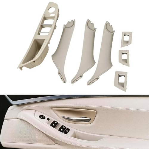 Fouedy Sidodörrhandtag, 7 stycken, dörrhandtag för bilinteriör, innerdörrsskydd för BMW 5-serien F10 F11 5-serien 520 523 525 528 530 535 (Oyster)