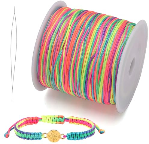 Zephyra Filo Cerato in Nylon, 0,8 mm x 100 m con Ago, Filo di Cera per Perline – Corda Cerata per Creazione di Gioielli, Braccialetti, Collane, Macramè, Fai da Te e Artigianato (Multicolore)