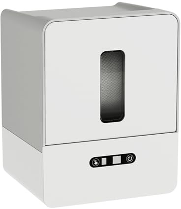 Dispensador automático de toallas de mano con movimiento eléctrico, sin contacto, para el hogar, oficina, baño, pared o mostrador, ahorro de espacio, soporte para toallas de papel montado debajo del