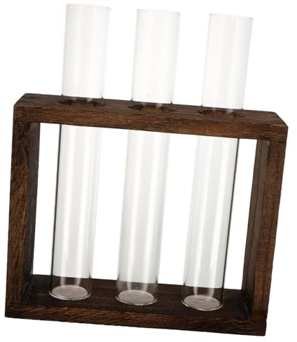 SUPVOX Vase en Verre Marron avec Support en Bois, Résistant la Déformation aux Chocs, Décor Unique pour Plantation d'eau et Décoration Intérieure