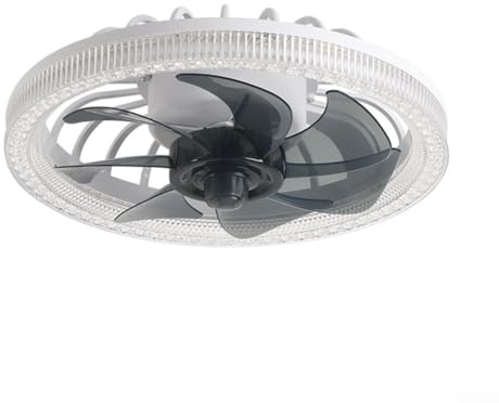 Dimmbarer Deckenventilator mit Lichtern, Fernbedienung, modernes flaches Profil, bündige Montage, verstellbare Helligkeit für Schlafzimmer, Wohnzimmer, Küche, Heimdekoration (weiß)