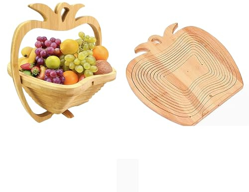 UUE Obstkörbe, faltbarer Obstkorb, Obstschale, Ananas-Design aus Bambus, Klappkorb, vielseitig nutzbar als Untersetzer & Schneidebrett
