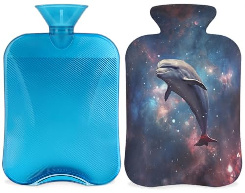 Borsa dell'acqua calda con coperchio, 2 l, per alleviare il dolore, collo morbido e spalle, mani e piedi, impacco caldo e freddo, per adulti e bambini