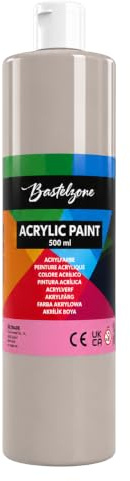 Bastelzone Acrylfarbe 500 ml - Beige | Hochpigmentierte Künstlerfarbe. Wasserfest & Vegan. Für Leinwand, Holz, Papier, Stein, Stoff, Metall & Acryl-Pouring.
