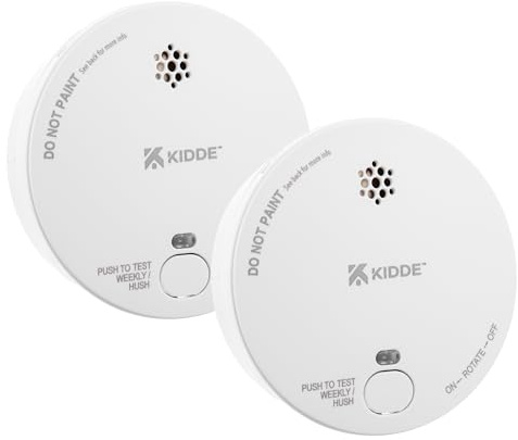 Twin Pack - Kidde 2030-DSR Battery Powered Optical Smoke Alarms for Home | 9V Replaceable Battery (Included) | 10 Year Sensor Life and Fully Certified
