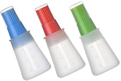 Toyvian Pinceles de Silicona Resistentes al Calor Set de 3 para Aceite Tapa Diseño Transparente para Cocina, y Repostería