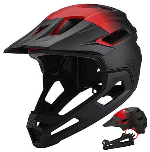 Rwigeboo Helhjälm för ansiktet, avtagbar stötdämpande cykelhjälm för hela ansiktet justerbar andningsbar skyddsutrustning för vuxen mountainbike