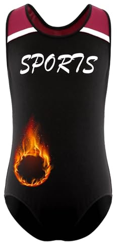 Yruioon Kids Boys Ballet Bodysuit Fleece Leotard Sleeveless Racerback One Piece for Gymnastics Tumbling Red 14