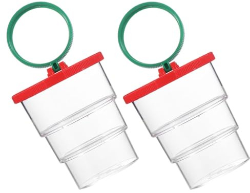 TOBBOMEY Caja de Insectos Lupa Roja 2 Piezas para Observación al Aire Libre, Estuche de Aumento Seguro, Kit Educativo para Experimentos Científicos y Exploración Natural