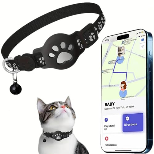 Collier GPS Chat, Traceur GPS Chat Tracker, Compatible avec Goo- gle Find My, sans Carte SIM, sans Abonnement Mensuel, Imperméable et Durable, Localisation Temps Réel (White, Android)