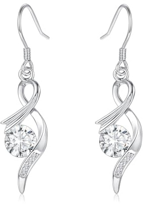 Estrellique Ohrringe Silber 925, Hypoallergen 925 Sterling Silber Damen Ohrhänger mit 5A Cubic Zirkonia, Unendlichkeit Ohrringe Silber Hängend, Leichte Ohrhänger Ohrschmuck Geschenke für Frauen