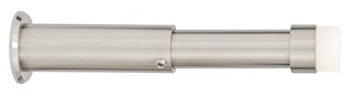 EVI HERRAJES Verstellbarer Türstopper aus Messing 88-120mm, Installation mit Schraubsockel (Edelstahl - Weißer Gummi)