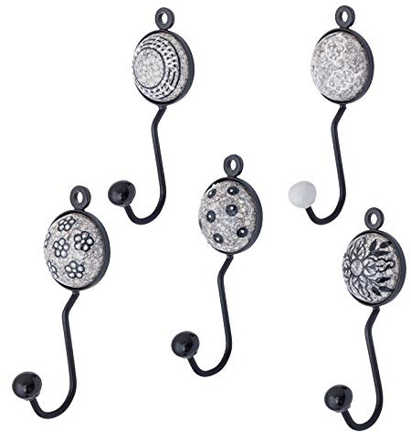 Knober Indigo Keramikhaken Wandhaken Garderobenhaken Kleiderhaken (02. Mix-Set Beige 5 Stück)
