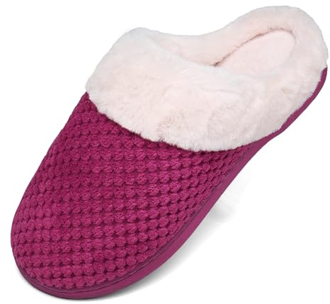 Mishansha Pantuflas Invierno Espuma Memoria Hombre Mujer, Rojo, 42/43