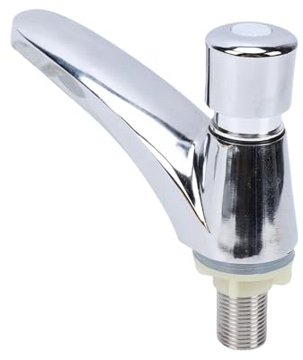 Kitchen Bathroom Sink Faucet, Push-on Chrome Plated Self Closing Water Saving Time Delay Basin Sink Tap