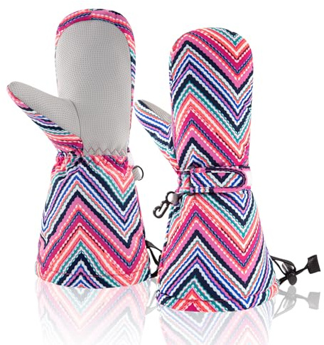 BAVST Winter Kids Waterproof Gloves for Boys Girls Snow Ski Toddler Baby Mittens Outdoor for Infant Teens 1-5T (Stripe, M(2-4T))