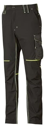 U-Power World, Pantaloni Cargo Slim Fit, con Multi Tasche Frontali e Laterali, Pantaloni Comodi ed Estensibili, con Bottone Frontale, Tessuto Traspirante (BLACK CARBON - S)