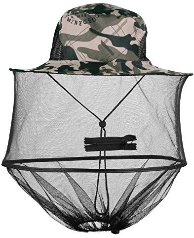 Mogokoyo Moskito Kopfnetz Hut Unisex Sonnenhut Fischerhut Dschungel Koft Schutz Bienenhut für Outdoor Gartenarbeit (Graue Tarnung)