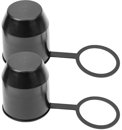 Abdeckung für Anhängerkupplung, 2 Stück, in Schwarz, mit Sicherungsring, für Ø 50 mm Kugelkopfkupplungen, Kupplungskappe Anhänger mit Ring, Hänger Kupplung Kappe, Schutzkappe Hängerkupplung Cover