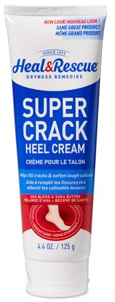 Heal&Rescue Heel Rescue Super Crack Foot Cream, Concentrated AHA Blend & Shea Butter, Moisturizes, Exfoliates, Softens & Aids Cracked Heel Repair, 4.4 Ounce