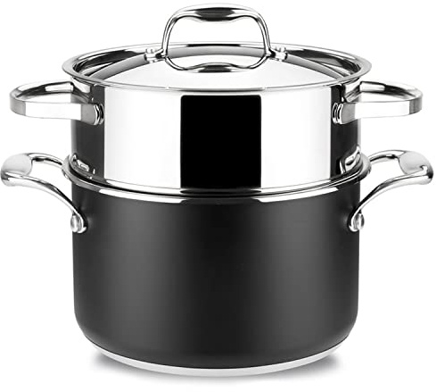 MAGEFESA Prisma – 7.9-inch Steam Pot with lid, made of 18/10 stainless steel, for all types of stovetops, including Induction, Dishwasher and Oven Safe up to 392ºF