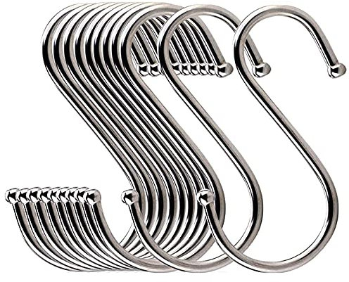 10PCS Stainless Steel S Hook - S Shaped Heavy Duty Hanging Sturdy Metal Hooks for Clothes & Towel - Hanging Hangers Hooks With Round Ball Ends for Home Kitchen, Workshop, Office, Bathroom and Bedroom