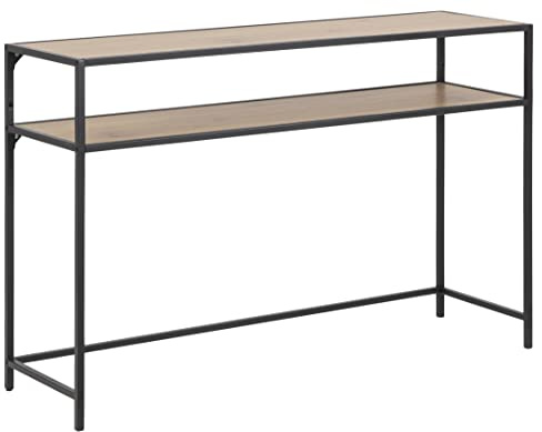 AC Design Furniture Jörn rechteckiger Konsolentisch mit 1 Ablage, Ablage in Wildeiche-Optik und Schwarzem Metallrahmen, Vielseitige Wohnzimmermöbel, Kleinraummöbel, Ordnung, Home Office