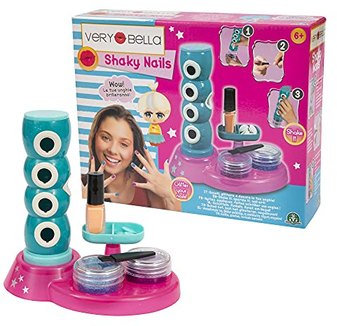 Very Bella Shaky Nails Skakande naglar på några minuter välj din färgglada glitter, applicera nagellack, skaka dekoratör, snabbt och enkelt, dyrbara spel, VRB20011
